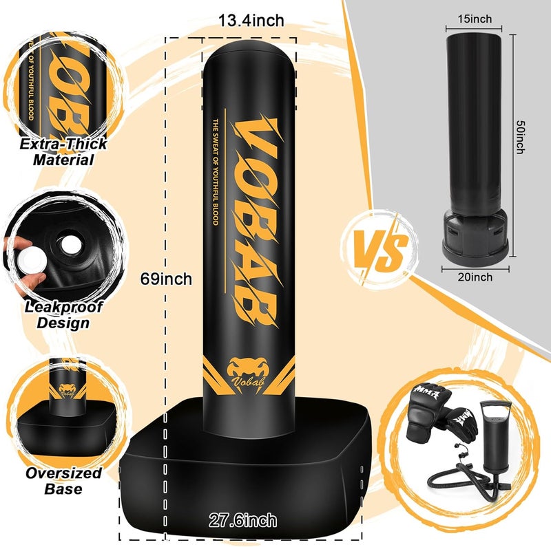 SPOXING Freestanding Punching Bag for Adult Teens, 70" Heavy Punching Bag with Boxing Gloves and Electric Air Pump for Beginners Kickboxing Training MMA Muay Thai Fitness Office Home Gym - Image 2